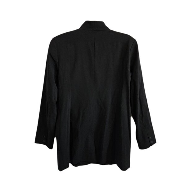 Eileen Fisher Notch Collar Long Blazer Jacket Wool Blend Black 12 - Picture 8 of 13